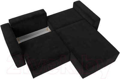 Диван угловой Лига Диванов Прага классик правый (велюр черный)