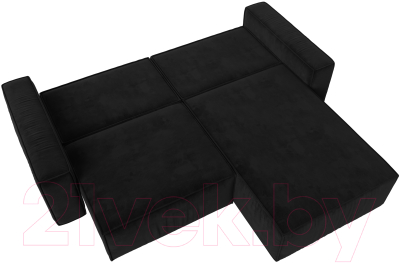 Диван угловой Лига Диванов Прага классик правый (велюр черный)