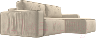 Диван угловой Лига Диванов Прага классик правый (микровельвет бежевый)