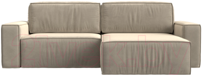 Диван угловой Лига Диванов Прага классик правый (микровельвет бежевый)