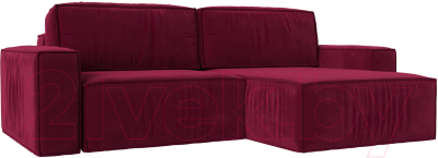 Диван угловой Лига Диванов Прага классик правый (микровельвет бордовый) - фото