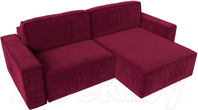 Диван угловой Лига Диванов Прага классик правый (микровельвет бордовый)