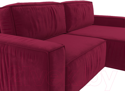 Диван угловой Лига Диванов Прага классик правый (микровельвет бордовый)