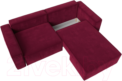 Диван угловой Лига Диванов Прага классик правый (микровельвет бордовый)
