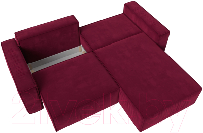 Диван угловой Лига Диванов Прага классик правый (микровельвет бордовый)