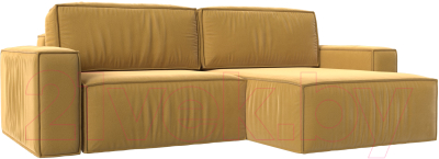 Диван угловой Лига Диванов Прага классик правый (микровельвет желтый) - фото