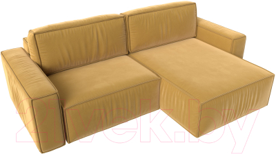 Диван угловой Лига Диванов Прага классик правый (микровельвет желтый)