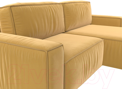 Диван угловой Лига Диванов Прага классик правый (микровельвет желтый)