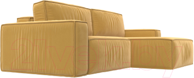 Диван угловой Лига Диванов Прага классик правый (микровельвет желтый)