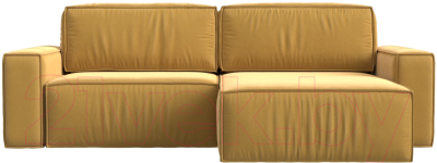 Диван угловой Лига Диванов Прага классик правый (микровельвет желтый)