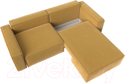 Диван угловой Лига Диванов Прага классик правый (микровельвет желтый)