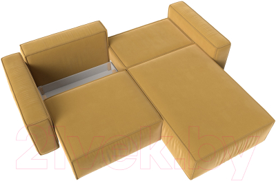 Диван угловой Лига Диванов Прага классик правый (микровельвет желтый)