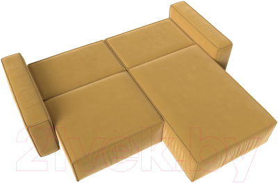 Диван угловой Лига Диванов Прага классик правый (микровельвет желтый)