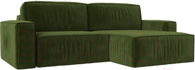 Диван угловой Лига Диванов Прага классик правый (микровельвет зеленый) - фото