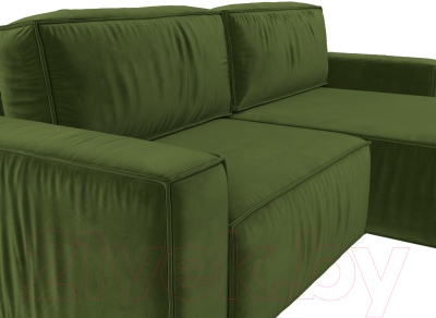 Диван угловой Лига Диванов Прага классик правый (микровельвет зеленый)