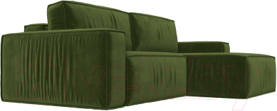 Диван угловой Лига Диванов Прага классик правый (микровельвет зеленый)