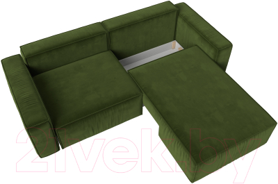 Диван угловой Лига Диванов Прага классик правый (микровельвет зеленый)