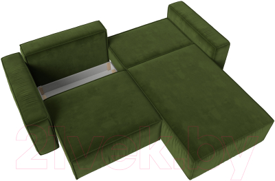 Диван угловой Лига Диванов Прага классик правый (микровельвет зеленый)