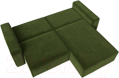Диван угловой Лига Диванов Прага классик правый (микровельвет зеленый)