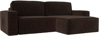 Диван угловой Лига Диванов Прага классик правый (микровельвет коричневый) - фото