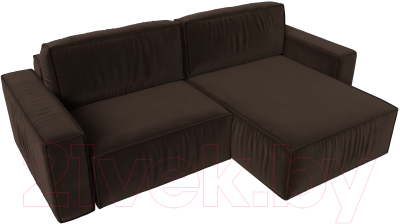 Диван угловой Лига Диванов Прага классик правый (микровельвет коричневый)
