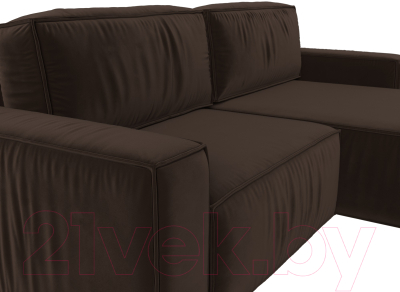 Диван угловой Лига Диванов Прага классик правый (микровельвет коричневый)