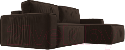 Диван угловой Лига Диванов Прага классик правый (микровельвет коричневый)