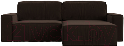 Диван угловой Лига Диванов Прага классик правый (микровельвет коричневый)