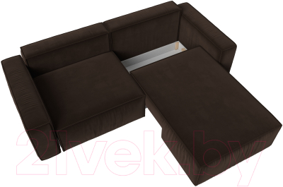 Диван угловой Лига Диванов Прага классик правый (микровельвет коричневый)