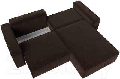 Диван угловой Лига Диванов Прага классик правый (микровельвет коричневый)
