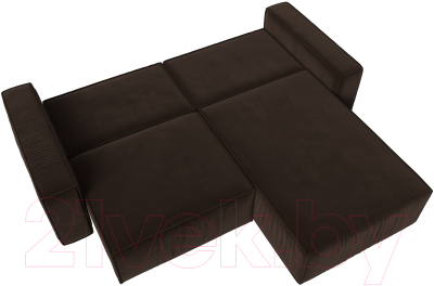 Диван угловой Лига Диванов Прага классик правый (микровельвет коричневый)