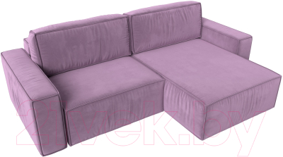 Диван угловой Лига Диванов Прага классик правый (микровельвет сиреневый)