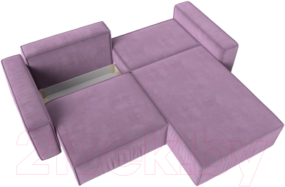 Диван угловой Лига Диванов Прага классик правый (микровельвет сиреневый)