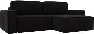 Диван угловой Лига Диванов Прага классик правый (микровельвет черный) - фото
