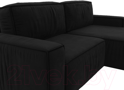 Диван угловой Лига Диванов Прага классик правый (микровельвет черный)