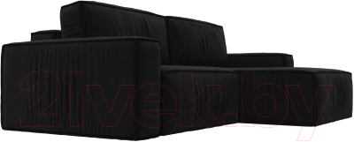 Диван угловой Лига Диванов Прага классик правый (микровельвет черный)