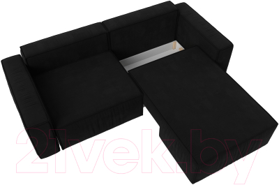 Диван угловой Лига Диванов Прага классик правый (микровельвет черный)