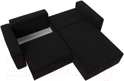 Диван угловой Лига Диванов Прага классик правый (микровельвет черный)
