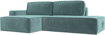 Диван угловой Лига Диванов Прага Модерн левый (велюр бирюзовый) - фото