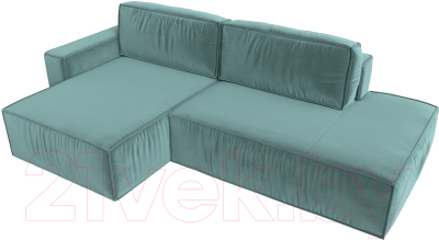 Диван угловой Лига Диванов Прага Модерн левый (велюр бирюзовый)