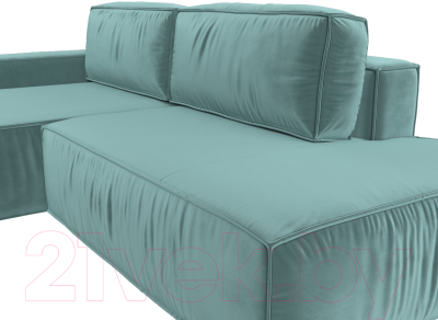 Диван угловой Лига Диванов Прага Модерн левый (велюр бирюзовый)