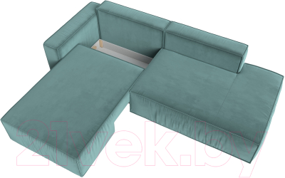 Диван угловой Лига Диванов Прага Модерн левый (велюр бирюзовый)