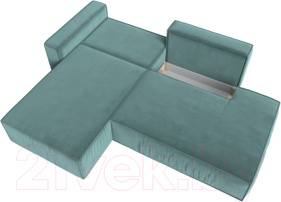 Диван угловой Лига Диванов Прага Модерн левый (велюр бирюзовый)