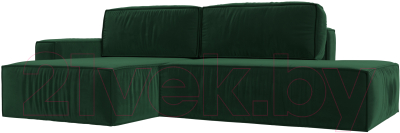 Диван угловой Лига Диванов Прага Модерн левый (велюр зеленый) - фото