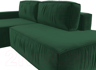 Диван угловой Лига Диванов Прага Модерн левый (велюр зеленый)