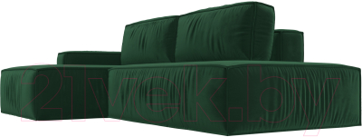 Диван угловой Лига Диванов Прага Модерн левый (велюр зеленый)