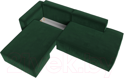Диван угловой Лига Диванов Прага Модерн левый (велюр зеленый)