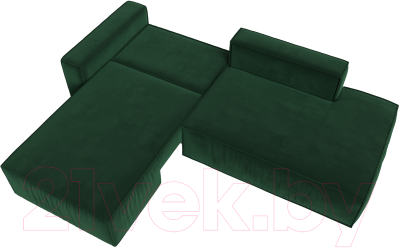 Диван угловой Лига Диванов Прага Модерн левый (велюр зеленый)