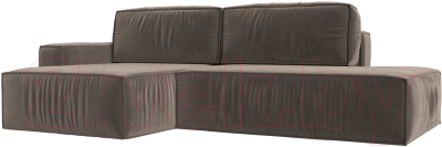 Диван угловой Лига Диванов Прага Модерн левый (велюр коричневый) - фото