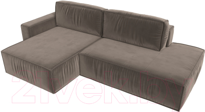 Диван угловой Лига Диванов Прага Модерн левый (велюр коричневый)